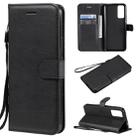 For Huawei Honor 30 Solid Color Horizontal Flip Protective Leather Case with Holder & Card Slots & Wallet & Lanyard(Black) - 1