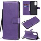 For Huawei Honor 30 Pro Solid Color Horizontal Flip Protective Leather Case with Holder & Card Slots & Wallet & Lanyard(Purple) - 1