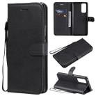 For Huawei Honor 30 Pro Solid Color Horizontal Flip Protective Leather Case with Holder & Card Slots & Wallet & Lanyard(Black) - 1