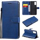 For Huawei Honor Play 4T Pro Solid Color Horizontal Flip Protective Leather Case with Holder & Card Slots & Wallet & Lanyard(Blue) - 1