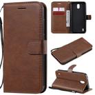 For Nokia 1.3 Solid Color Horizontal Flip Protective Leather Case with Holder & Card Slots & Wallet & Photo Frame & Lanyard(Brown) - 1
