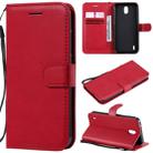 For Nokia 1.3 Solid Color Horizontal Flip Protective Leather Case with Holder & Card Slots & Wallet & Photo Frame & Lanyard(Red) - 1