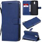 For Nokia 2.3 Solid Color Horizontal Flip Protective Leather Case with Holder & Card Slots & Wallet & Photo Frame & Lanyard(Blue) - 1