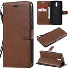 For Nokia 2.3 Solid Color Horizontal Flip Protective Leather Case with Holder & Card Slots & Wallet & Photo Frame & Lanyard(Brown) - 1