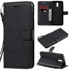 For Nokia 2.3 Solid Color Horizontal Flip Protective Leather Case with Holder & Card Slots & Wallet & Photo Frame & Lanyard(Black) - 1