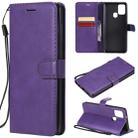 For Samsung Galaxy A21s Solid Color Horizontal Flip Protective Leather Case with Holder & Card Slots & Wallet & Photo Frame & Lanyard(Purple) - 1