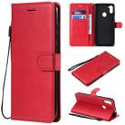 For Samsung Galaxy A11 Solid Color Horizontal Flip Protective Leather Case with Holder & Card Slots & Wallet & Photo Frame & Lanyard(Red) - 1