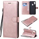 For Samsung Galaxy A11 Solid Color Horizontal Flip Protective Leather Case with Holder & Card Slots & Wallet & Photo Frame & Lanyard(Rose Gold) - 1