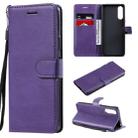 For Sony Xperia 10 II Solid Color Horizontal Flip Protective Leather Case with Holder & Card Slots & Wallet & Photo Frame & Lanyard(Purple) - 1
