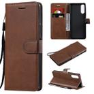 For Sony Xperia 10 II Solid Color Horizontal Flip Protective Leather Case with Holder & Card Slots & Wallet & Photo Frame & Lanyard(Brown) - 1