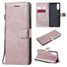 For Sony Xperia 10 II Solid Color Horizontal Flip Protective Leather Case with Holder & Card Slots & Wallet & Photo Frame & Lanyard(Rose Gold) - 1