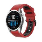 For Garmin Fenix 7 Pro 47mm Sports Two-Color Silicone Watch Band(Red+Black) - 1