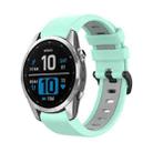 For Garmin Fenix 7 Pro 47mm Sports Two-Color Silicone Watch Band(Teal+Grey) - 1