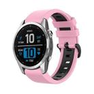 For Garmin Epix Pro 51mm Sports Two-Color Silicone Watch Band(Pink+Black) - 1