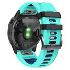 For Garmin Fenix 7 Pro 51mm Sports Two-Color Silicone Watch Band(Mint Green+Blue) - 1