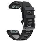 For Garmin Fenix 7 Pro 51mm Sports Two-Color Silicone Watch Band(Black+Grey) - 3
