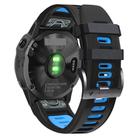 For Garmin Fenix 7 Pro 51mm Sports Two-Color Silicone Watch Band(Black+Sky Blue) - 1