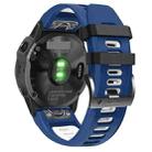 For Garmin Fenix 7 Pro 51mm Sports Two-Color Silicone Watch Band(Midnight Blue+White) - 1