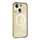 For iPhone 14 Plus MagSafe HD Spring Buckle Metal Phone Case(Gold) - 1