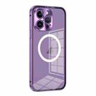 For iPhone 14 Pro MagSafe HD Spring Buckle Metal Phone Case(Purple) - 1