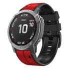 For Garmin Fenix 7 Pro 47mm Sports Two-Color Silicone Watch Band(Red+Black) - 1