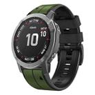 For Garmin Fenix 7 Pro 47mm Sports Two-Color Silicone Watch Band(Army Green+Black) - 1