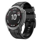 For Garmin Fenix 7 Pro 51mm Sports Two-Color Silicone Watch Band(Carbon Ash+Black) - 1