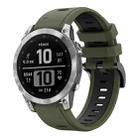 For Garmin Instinct 2X Solar Sports Two-Color Silicone Watch Band(Army Green+Black) - 1