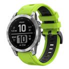 For Garmin Instinct 2X Solar Sports Two-Color Silicone Watch Band(Lime Green+Black) - 1