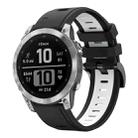 For Garmin Fenix 7 Pro 51mm Sports Two-Color Silicone Watch Band(Black+White) - 1