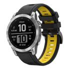 For Garmin Fenix 7 Pro 51mm Sports Two-Color Silicone Watch Band(Black+Yellow) - 1