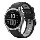 For Garmin Fenix 7 Pro 51mm Sports Two-Color Silicone Watch Band(Black+Grey) - 1