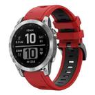 For Garmin Fenix 7 Pro 51mm Sports Two-Color Silicone Watch Band(Red+Black) - 1