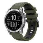 For Garmin Fenix 7 Pro 51mm Sports Two-Color Silicone Watch Band(Army Green+Black) - 1