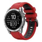 For Garmin Fenix 7 Pro 47mm Sports Two-Color Silicone Watch Band(Red+Black) - 1