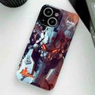 For iPhone 14 Plus Painted Pattern Precise Hole PC Phone Case(Orange Robot) - 1