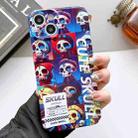 For iPhone 14 Plus Painted Pattern Precise Hole PC Phone Case(Cute Skull) - 1