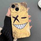 For iPhone 14 Plus Painted Pattern Precise Hole PC Phone Case(Yellow Background Smiling) - 1