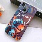 For iPhone 14 Painted Pattern Precise Hole PC Phone Case(Orange Paint Astronaut) - 1