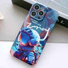 For iPhone 14 Pro Painted Pattern Precise Hole PC Phone Case(Blue Paint Astronaut) - 1