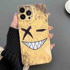 For iPhone 14 Pro Painted Pattern Precise Hole PC Phone Case(Yellow Background Smiling) - 1