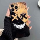 For iPhone 13 Pro Max Painted Pattern Precise Hole PC Phone Case(Black Yellow Smiling) - 1