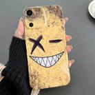 For iPhone X / XS Painted Pattern Precise Hole PC Phone Case(Yellow Background Smiling) - 1