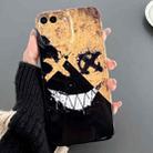 For iPhone 8 Plus / 7 Plus Painted Pattern Precise Hole PC Phone Case(Black Yellow Smiling) - 1