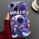 For iPhone 15 Plus Painted Pattern Precise Hole PC Phone Case(Purple Astronaut) - 1