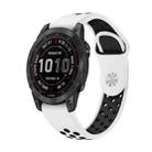 For Garmin Fenix 7 Pro 47mm Sports Breathable Silicone Watch Band(White+Black) - 1