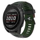 For Garmin Fenix 7 Pro 51mm Camouflage Printed Silicone Watch Band(Army Green+Bamboo Camouflage) - 1