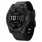 For Garmin Fenix 7 Pro 51mm Leather Steel Buckle Watch Band(Black) - 1