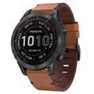 For Garmin Epix Pro 47mm Leather Steel Buckle Watch Band(Brown) - 1