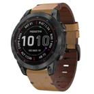 For Garmin Epix Pro 47mm Leather Steel Buckle Watch Band(Light Brown) - 1